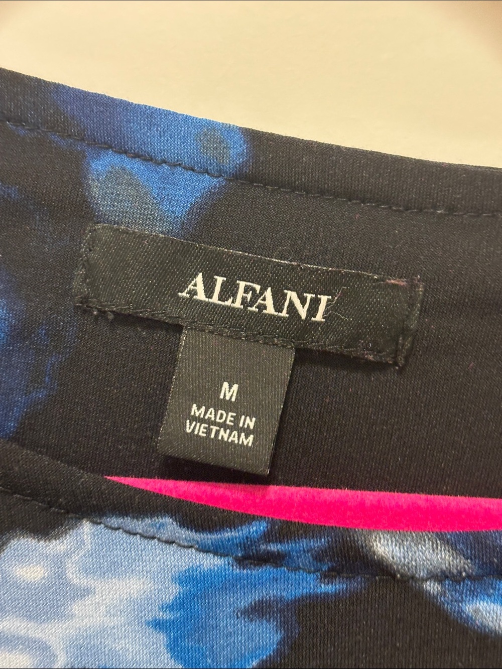 Alfani Black Tunic with Blue Floral Print - Picture 2 of 3